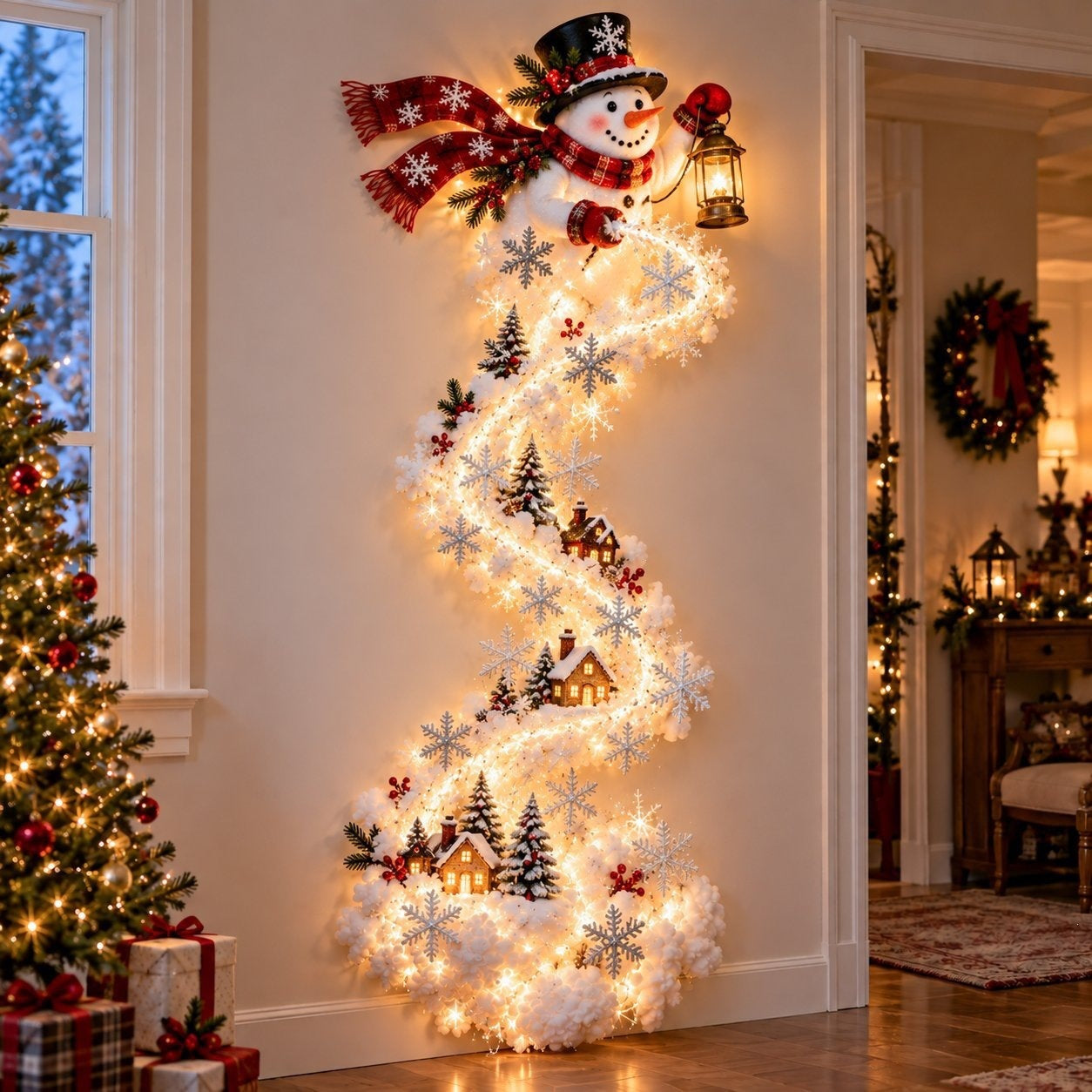 DreamGlow Magic Christmas Wall Light glowing on a wall