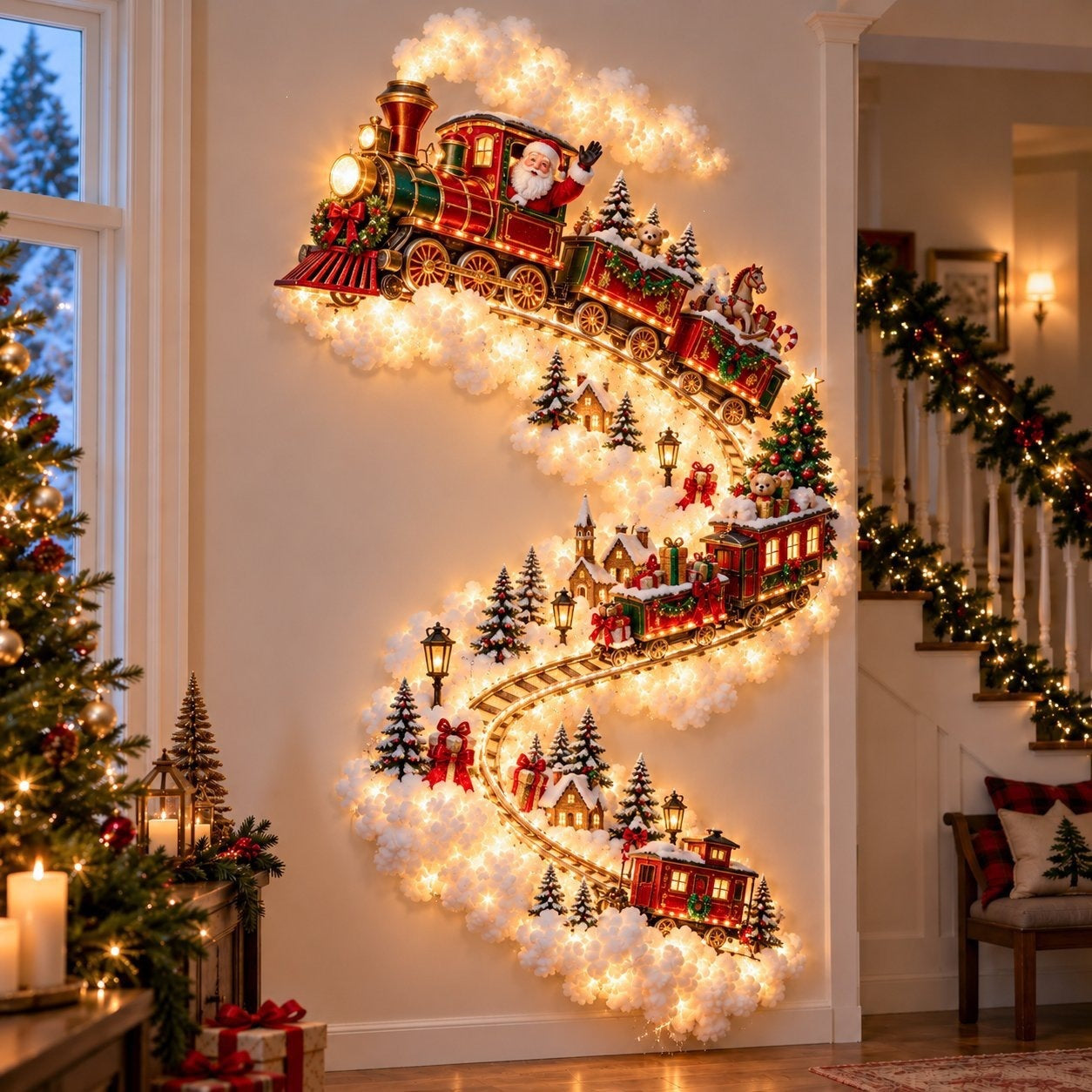 DreamGlow Christmas LED wall decor with 3D snowy clouds