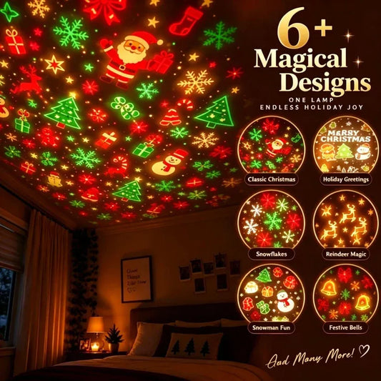 DreamGlow Holiday Projector creating holiday ambience in a room